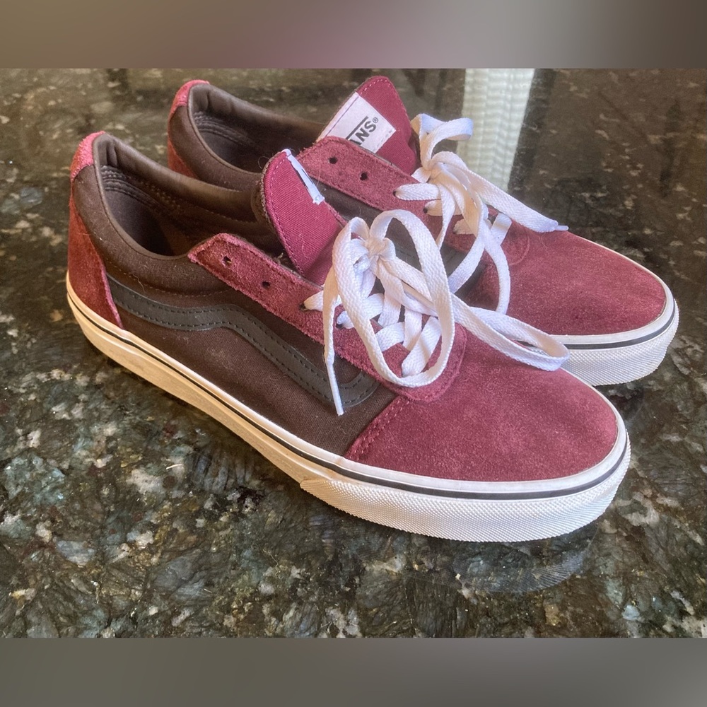 Vans Burgundy and Brown Sneakers